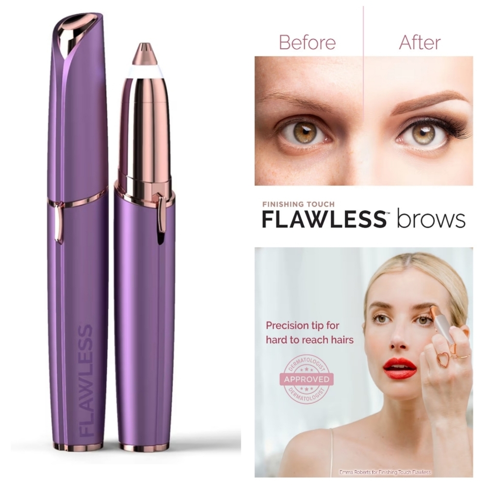 Finishing Touch Flawless Brows Precision Eyebrow Trimming Tool Purple & 18k Gold